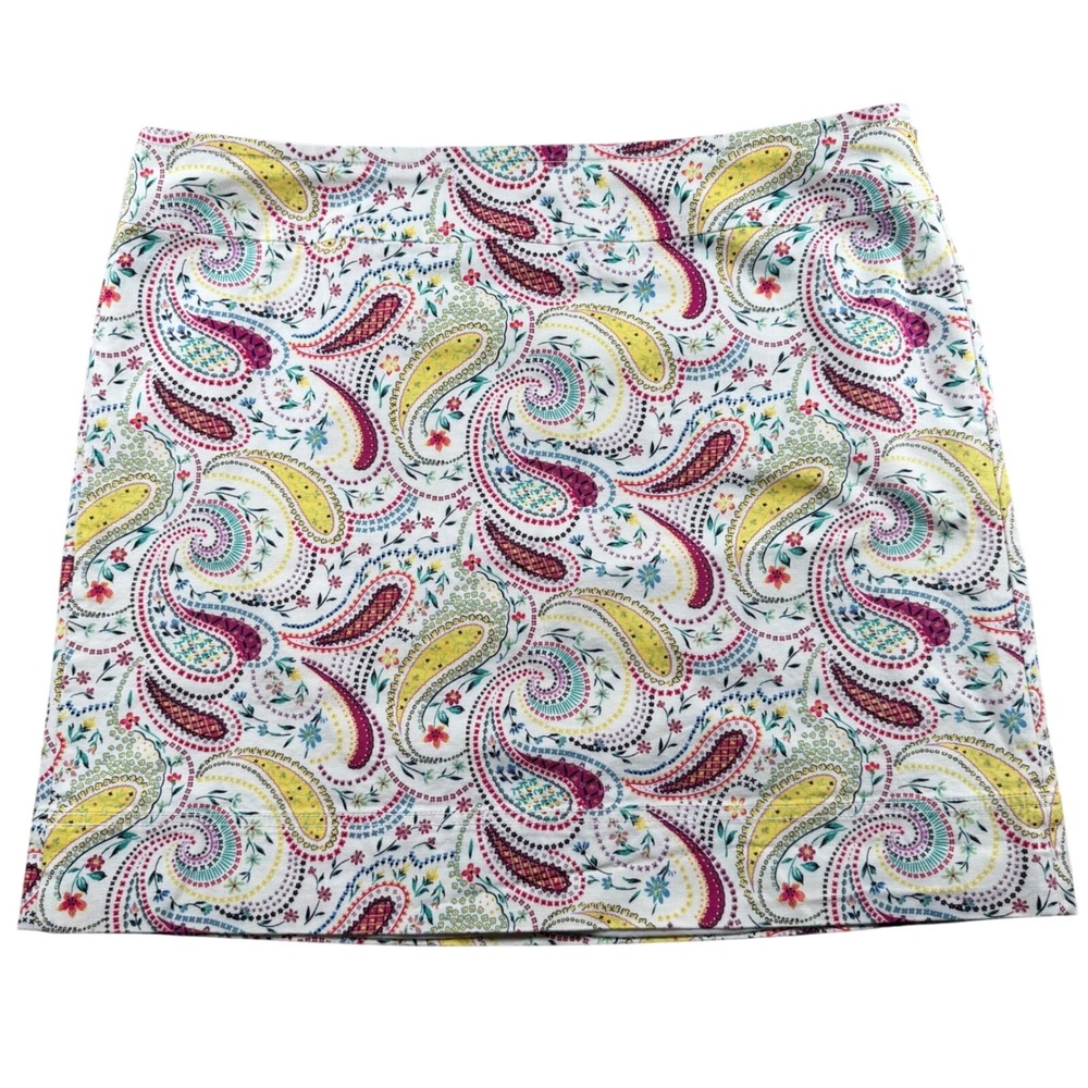 Talbots paisley mini skirt women's 20 floral plus artsy preppy colorful office